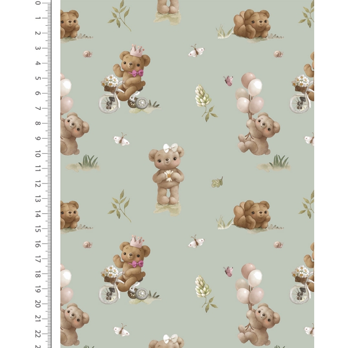 Flannel Digital Little Teddy Bears 6134