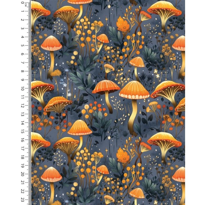French Terry digital Autumn Mushrooms 5900