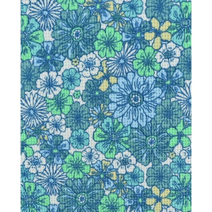 Waffle jersey toff retro flowers 5262