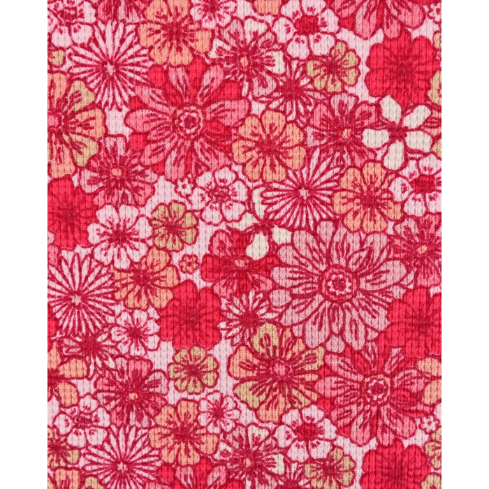 Waffle jersey toff retro flowers 5262