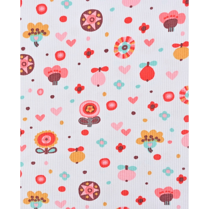 Tissu maille tricot retro fleurs 5260