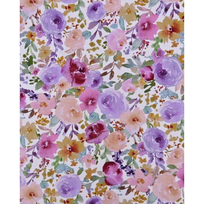 Rib Jersey Digital Peony Flowers 5959