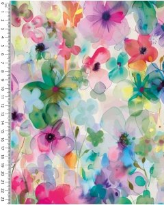 Bamboo Jersey Digital Stylez Aquarel Flowers 5805