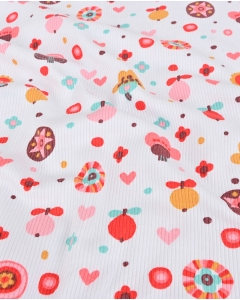 Tissu maille tricot retro fleurs 5260