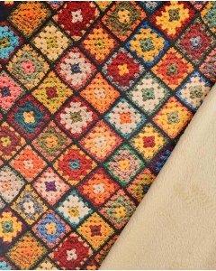Double fur digital granny square 5397