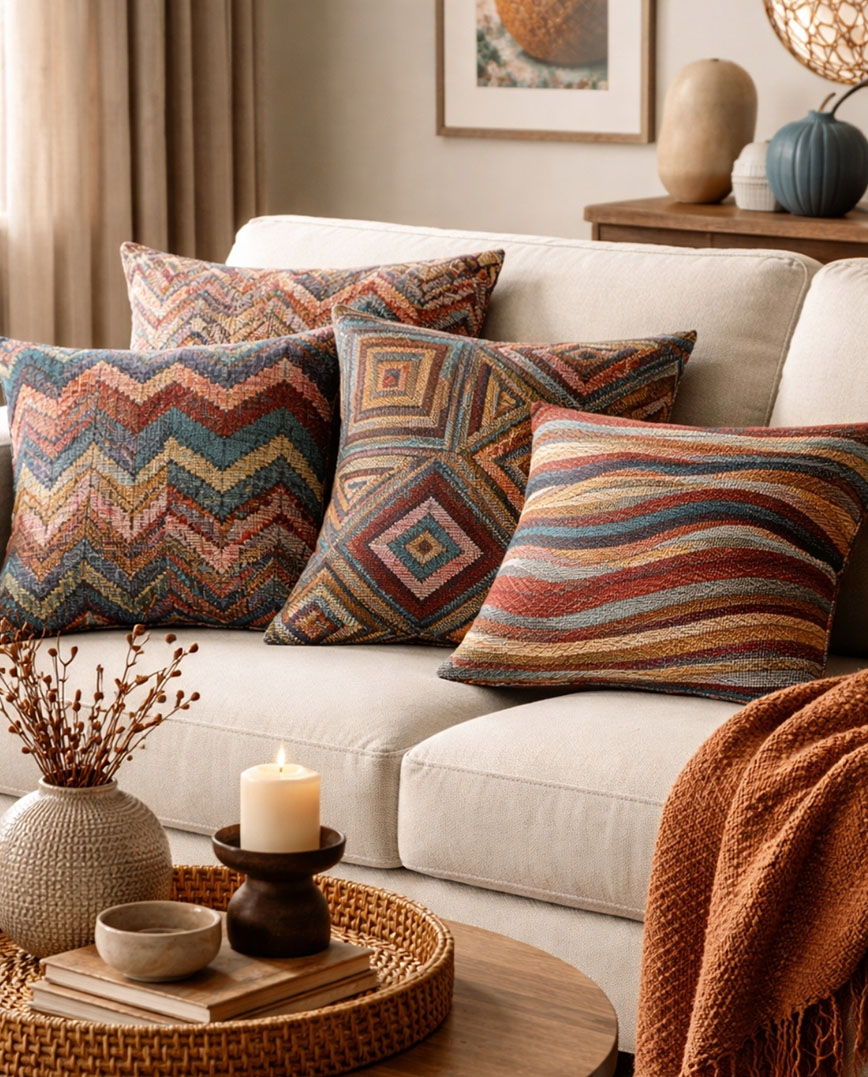 Tissu jacquard à motif intégré et structure riche