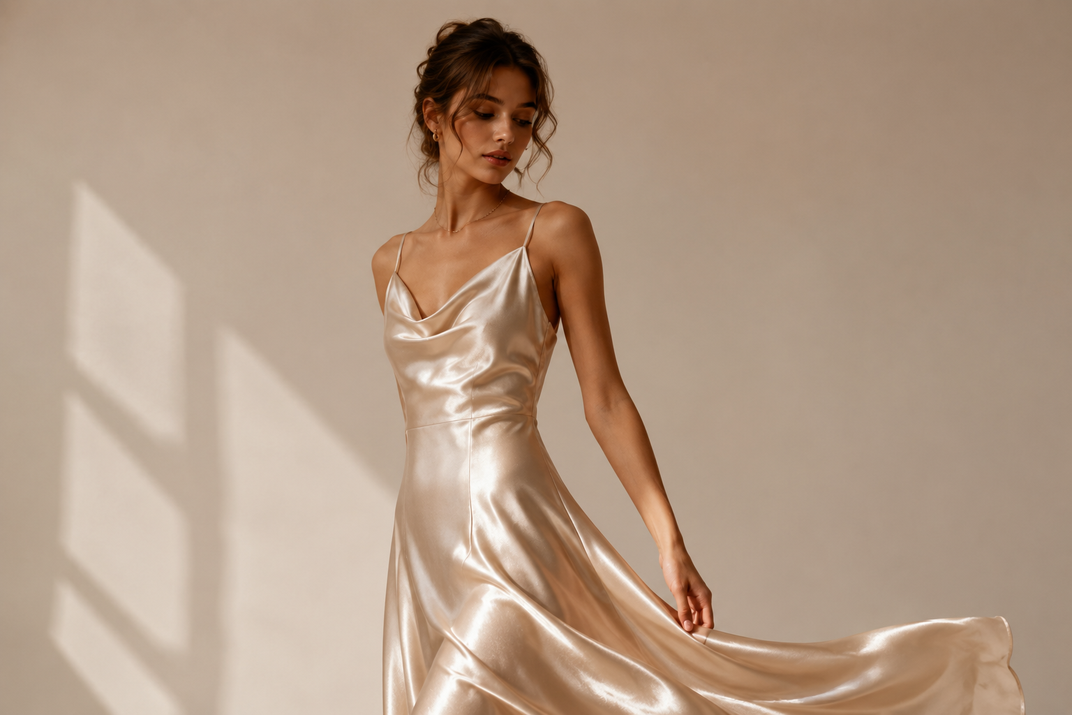 Tissu satin brillant au tombé souple